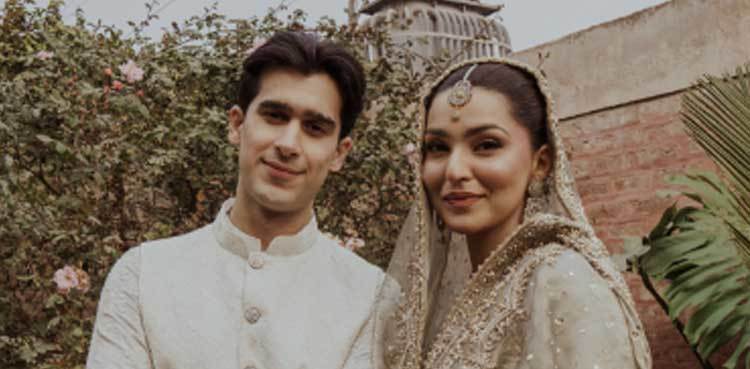 zarrar khan with momil in wedding dress