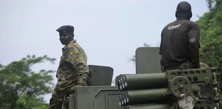 Uganda soldier in tank