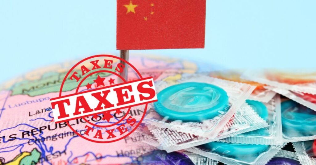 China flag with text taxes
