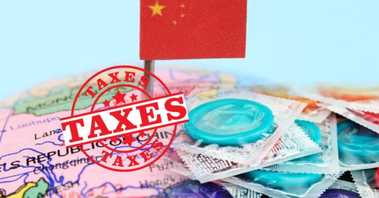 China flag with text taxes