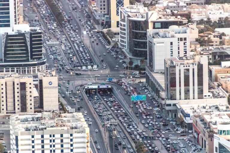 UAE road with heavy traffic