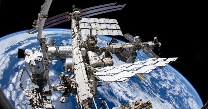 Satellite view in space