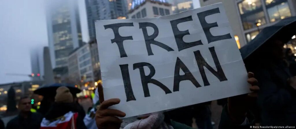 Free Iran posters in protest