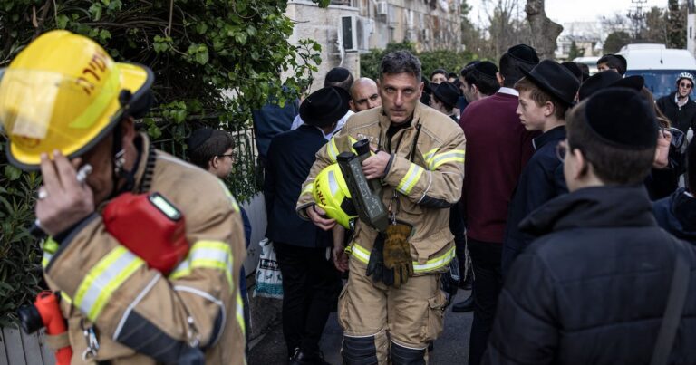 Rescuers going through the people