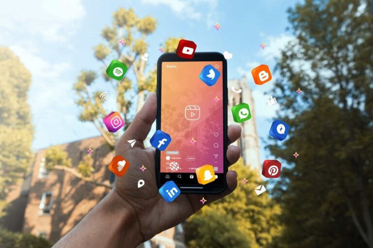 mobile with social media apps