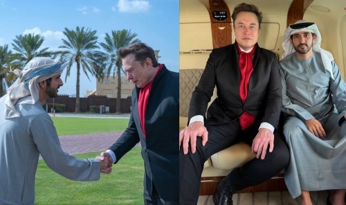 Elon musk with crown prince of dubai
